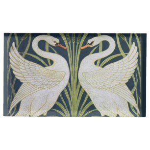 Art Nouveau Swans Pattern: Walter Crane Swan Print Table Card Holder