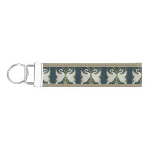Art Nouveau Swans Pattern: Walter Crane Swan Print Wrist Keychain