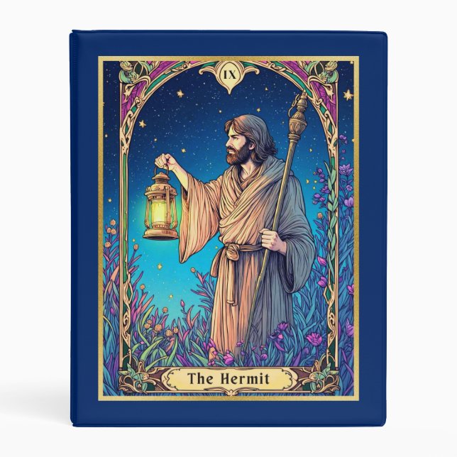 Art Nouveau Tarot Card, The Hermit Mini Binder (Front)