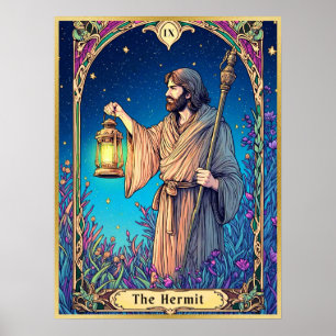 Art Nouveau Tarot Card, The Hermit Poster