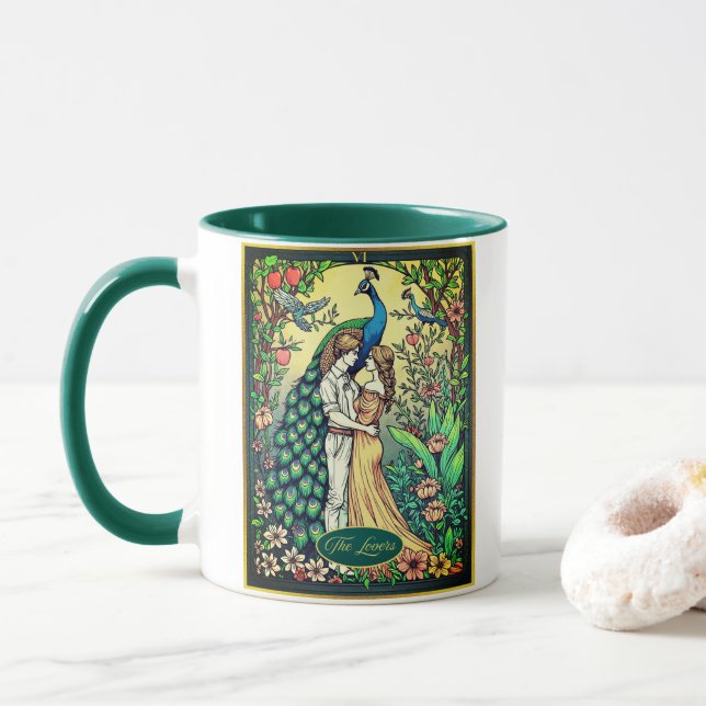 Art Nouveau Tarot Card, The Lovers Mug (With Donut)