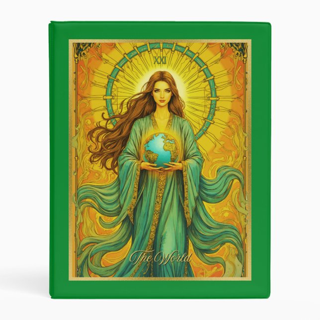 Art Nouveau Tarot Card The World Mini Binder (Front)