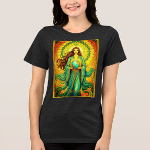 Art Nouveau Tarot Card The World Tri-Blend Shirt