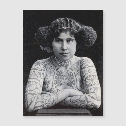 Art Nouveau Tattooed Women magnetic Photo postcard