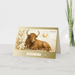Art Nouveau Taurus Zodiac Greeting Card