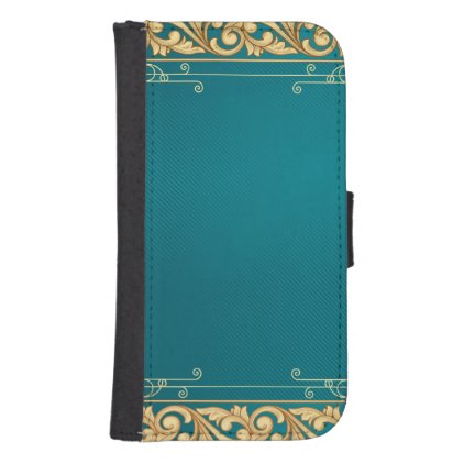 Art nouveau, teal,gold,vintage,floral,belle &#233;poque galaxy s4 wallet case