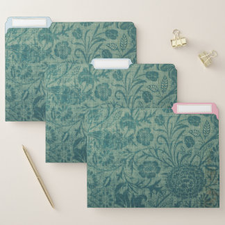 art Nouveau,teal,William Morris style, floral,chic File Folder