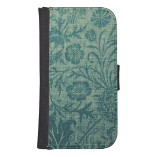 art Nouveau,teal,William Morris style, floral,chic Galaxy S4 Wallet Case