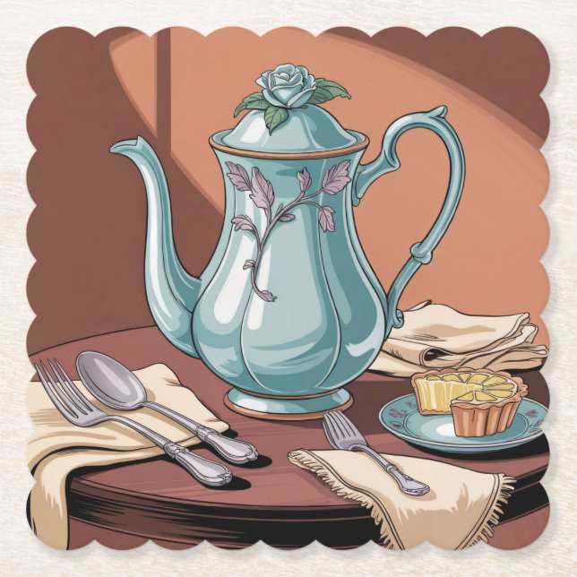 Art Nouveau Teapot Coaster Set (Front)
