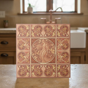 Art Nouveau Terra Cotta Muse Pat#6 ID1193 Ceramic Tile