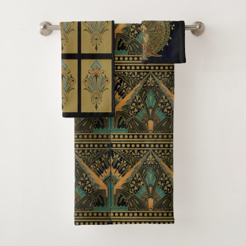Art nouveau textile pattern Christopher dresser Bath Towel Set