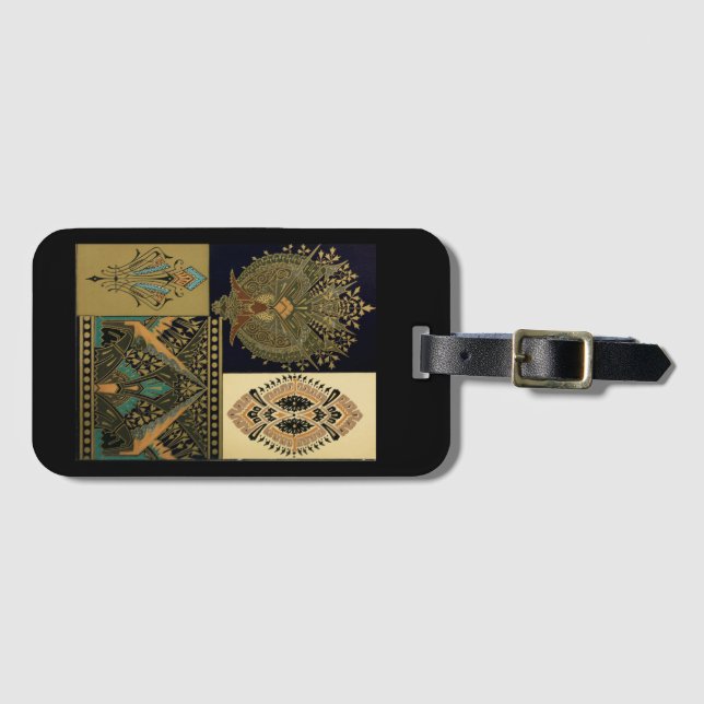 Art nouveau textile pattern Christopher dresser Luggage Tag (Front Horizontal)