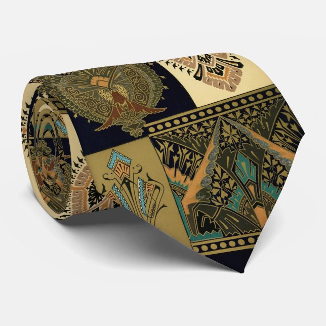 Art nouveau textile pattern Christopher dresser Neck Tie (Rolled)