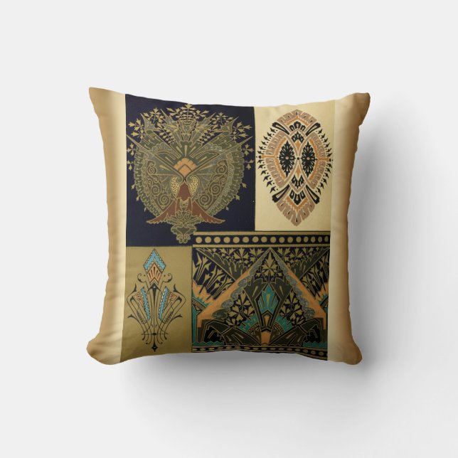 Art nouveau textile pattern Christopher dresser Throw Pillow (Front)
