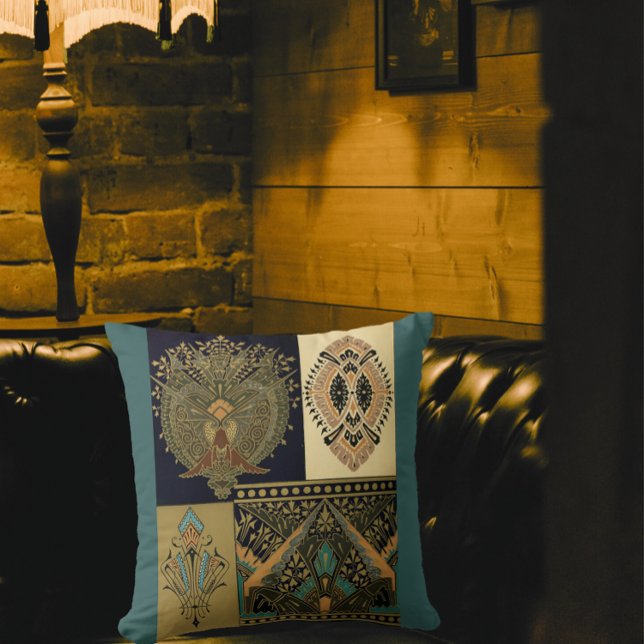 Art nouveau textile pattern Christopher dresser Throw Pillow (Creator Uploaded)