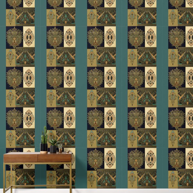 white christmas dresses Decorative Symmetry Wallpaper - Faded Blue Tile Design