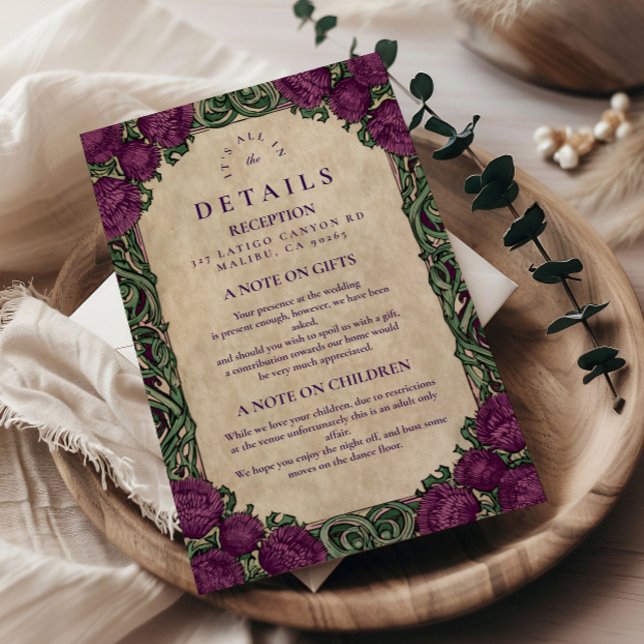 Art Nouveau Thistle Wedding Enclosure Card (Creator Uploaded)