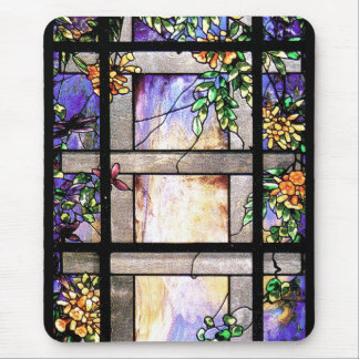 Art Nouveau Tiffany Stained Glass Nature Mouse Pad