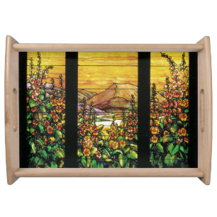 Art Nouveau Tiffany Stained Glass Nature Serving Tray