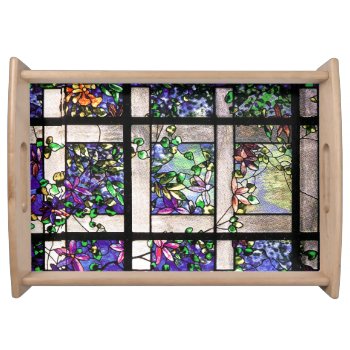 Art Nouveau Tiffany Stained Glass Nature Serving Tray by farmer77 at Zazzle