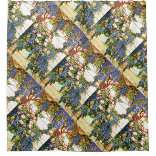Art Nouveau Tiffany Stained Glass Wisteria Flowers Shower Curtain
