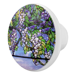 Art Nouveau Tiffany Stained Glass Wisteria Knob