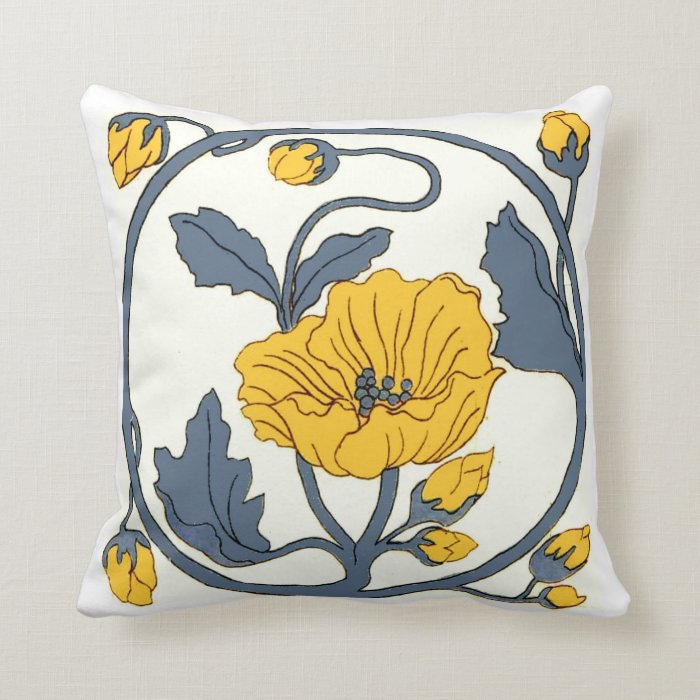 Art Nouveau Tile Flowers Pillows