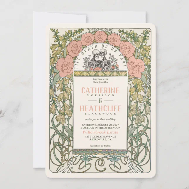Art Nouveau Till Death Do Us Part Wedding Invitation | Zazzle