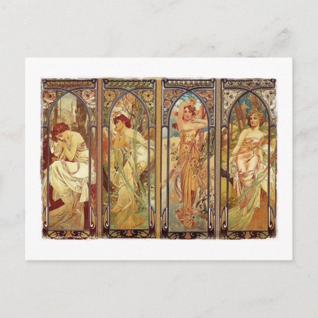 Art Nouveau Times of Day Postcard (Front)