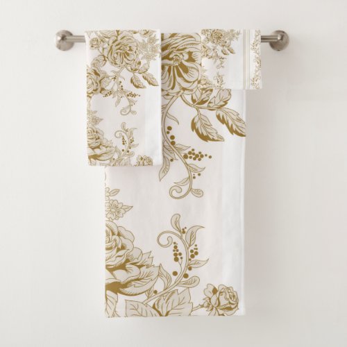 Art nouveauToilefloralpatternbeigechicelegan Bath Towel Set