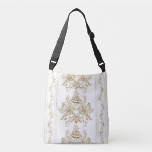 Art nouveau,Toile,floral,pattern,beige,chic,elegan Crossbody Bag