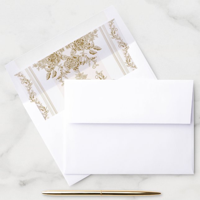 Art nouveau,Toile,floral,pattern,beige,chic,elegan Envelope Liner (Desk)