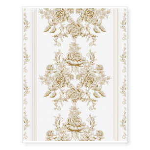 Art nouveau,Toile,floral,pattern,beige,chic,elegan Temporary Tattoos