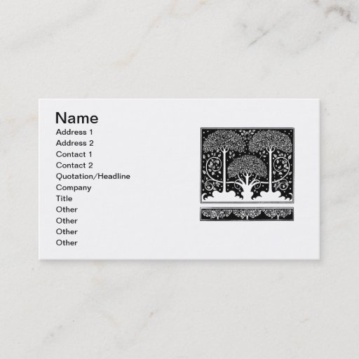 Customizable Art Nouveau Vintage Tree Pattern Business Card