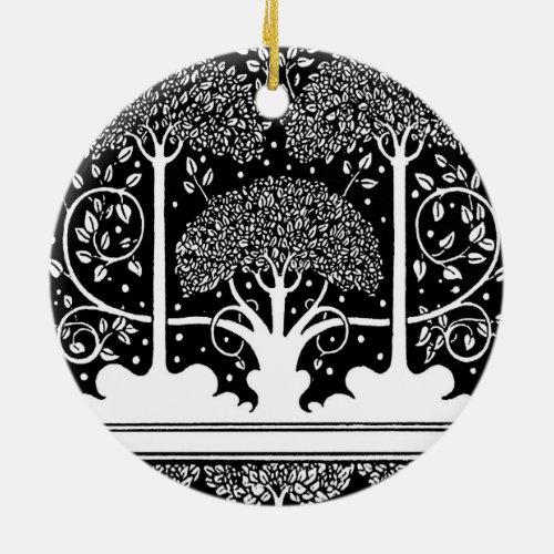 Art Nouveau Tree Beardsley Pattern Ceramic Ornament