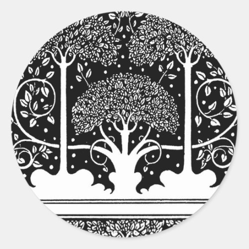 Art Nouveau Tree Beardsley Pattern Classic Round Sticker
