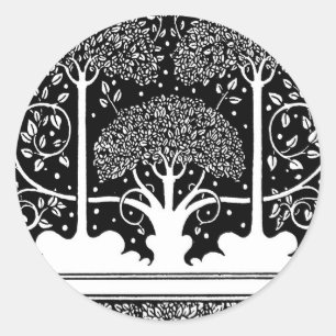 Art Nouveau Tree Beardsley Pattern Classic Round Sticker