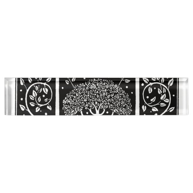 Art Nouveau Tree Beardsley Pattern Desk Name Plate (Front)
