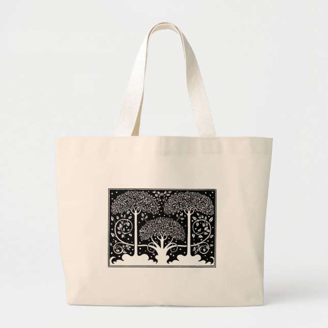 Art Nouveau Tree Beardsley Pattern Large Tote Bag (Front)