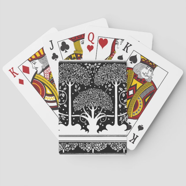 Art Nouveau Tree Beardsley Pattern Poker Cards (Back)