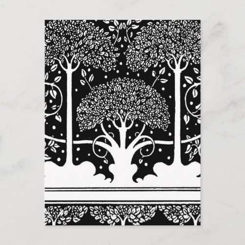 Art Nouveau Tree Beardsley Pattern Postcard