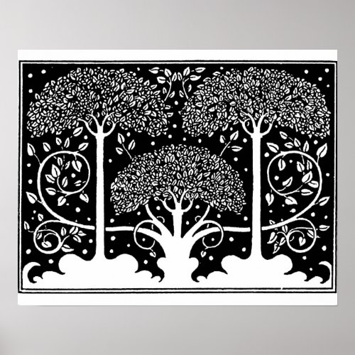 Art Nouveau Tree Beardsley Pattern Poster