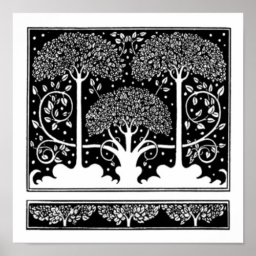 Art Nouveau Tree Beardsley Pattern Poster