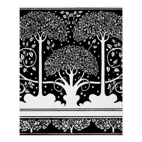 Art Nouveau Tree Beardsley Pattern Poster