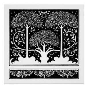 Art Nouveau Tree Beardsley Pattern Poster