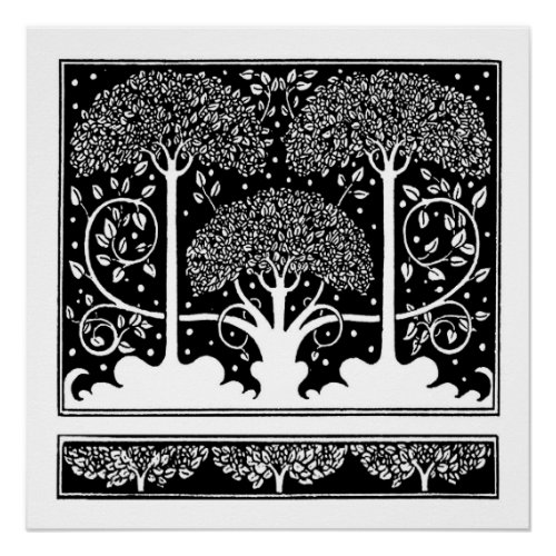 Art Nouveau Tree Beardsley Pattern Poster