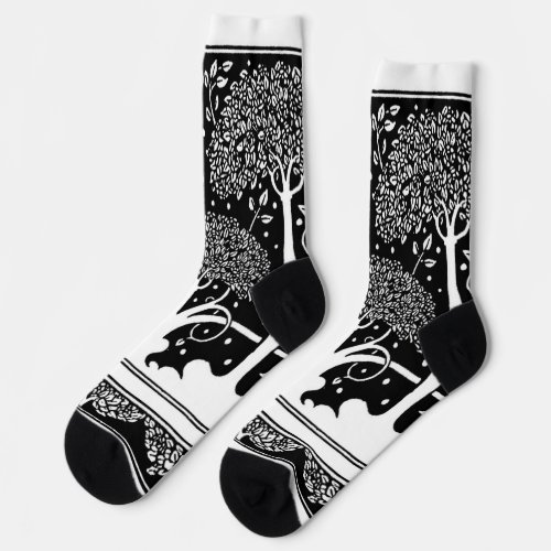 Art Nouveau Tree Beardsley Pattern Socks