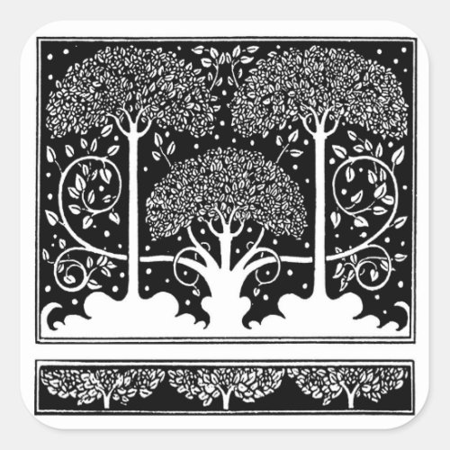 Art Nouveau Tree Beardsley Pattern Square Sticker