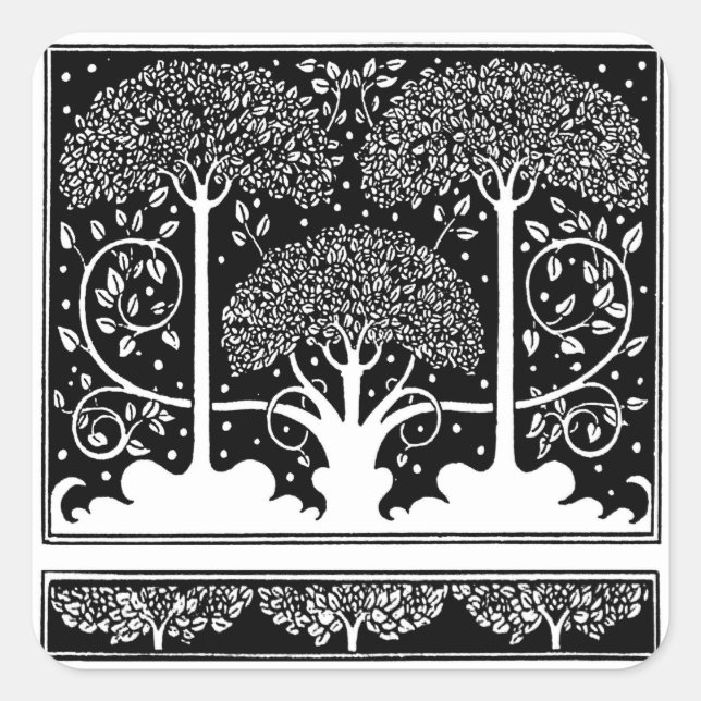 Art Nouveau Tree Beardsley Pattern Square Sticker (Front)