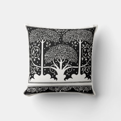 Art Nouveau Tree Beardsley Pattern Throw Pillow